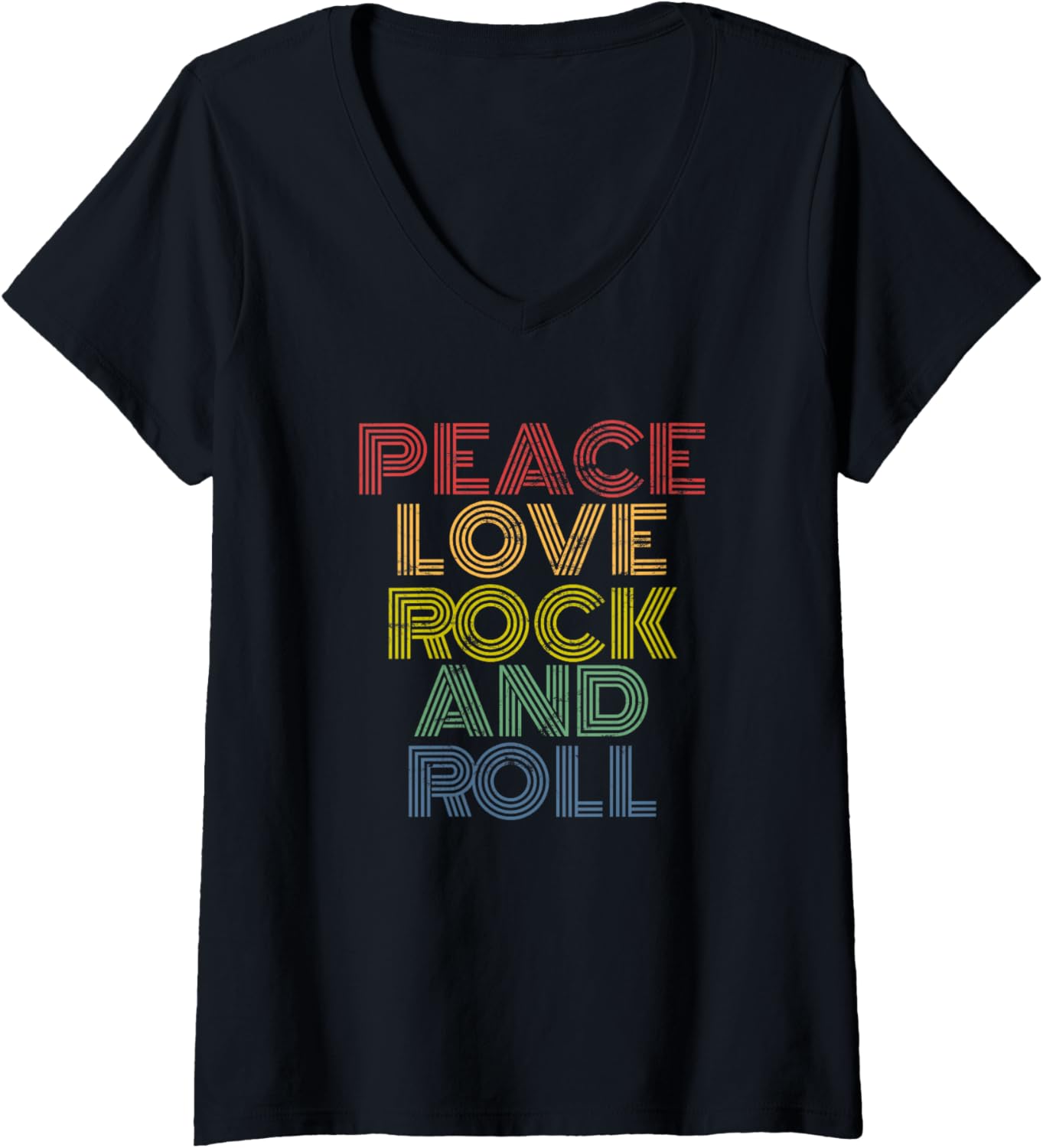 Peace Love Rock And Roll retro rainbow rock music