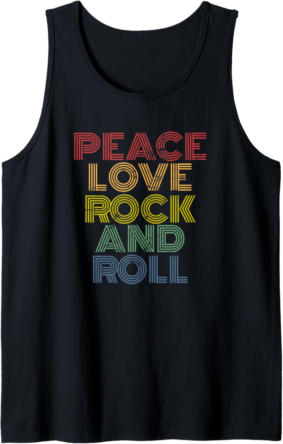 Peace Love Rock And Roll retro rainbow rock music