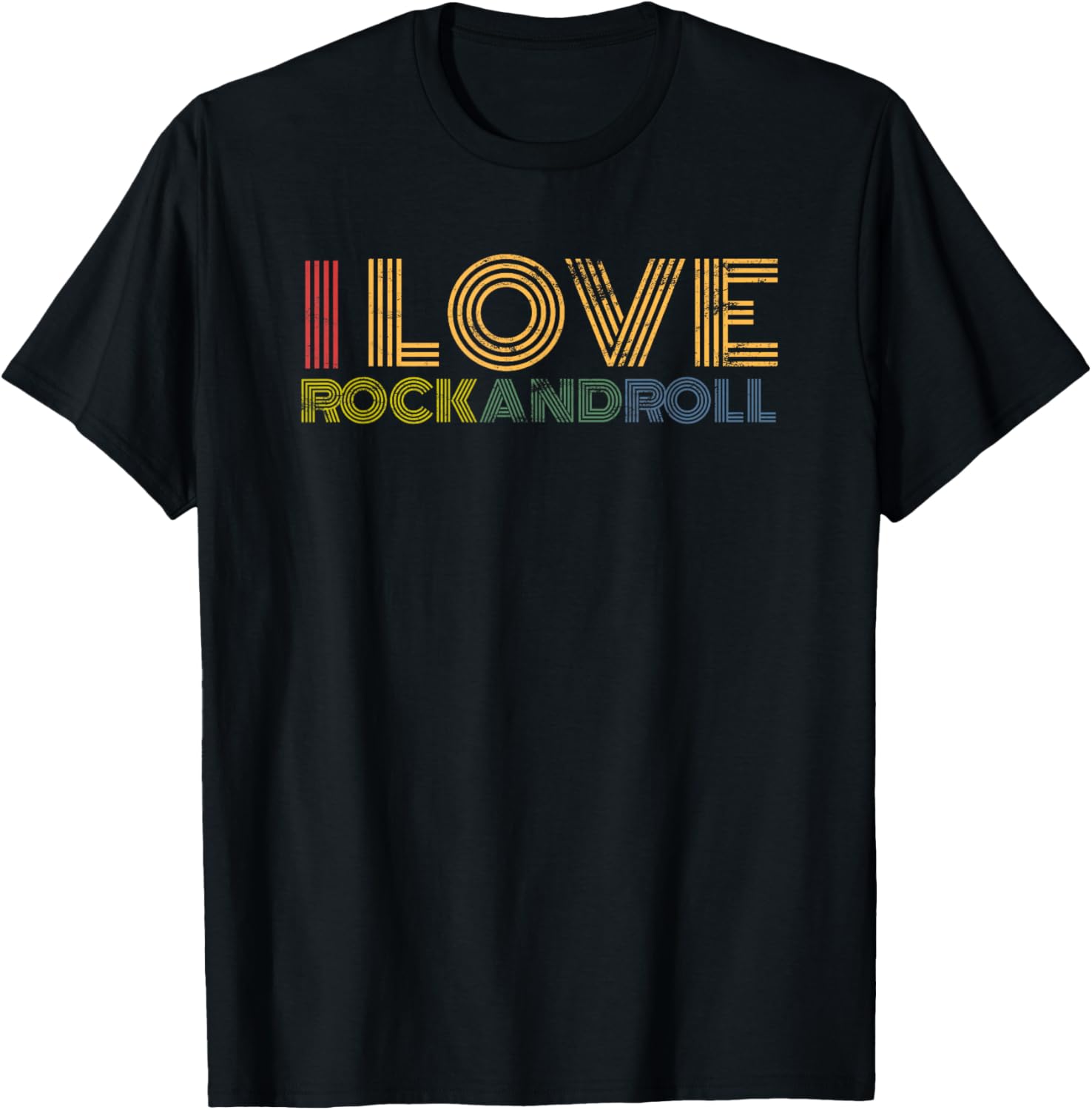 I Love Rock And Roll retro rainbow rock music