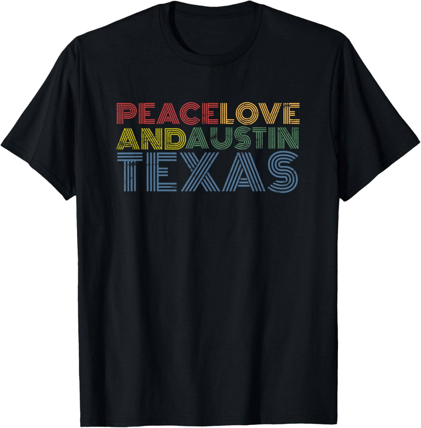 Austin Texas Retro Peace Love Travel Graphic