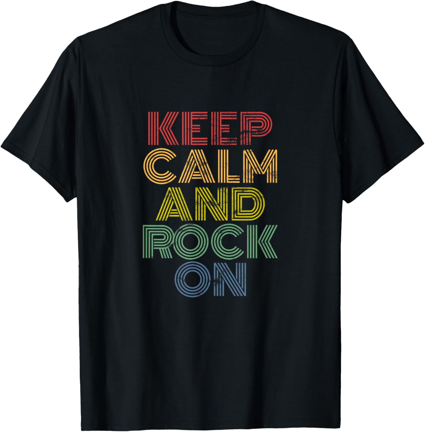 Keep Calm And Rock On retro rainbow rock music