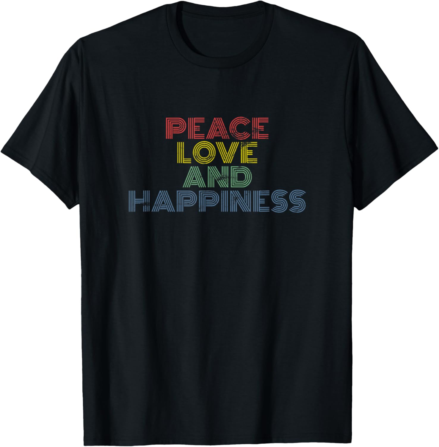 Peace Love Happiness Retro Rainbow Positivity Vibes
