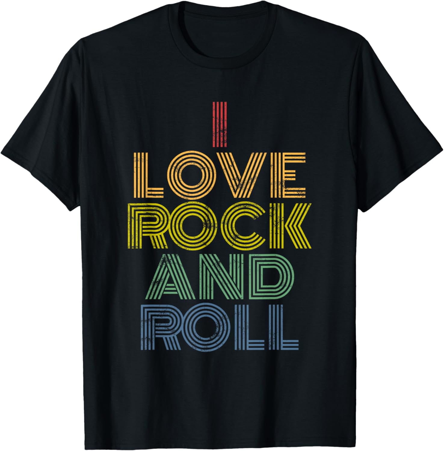 I Love Rock And Roll Rainbow Retro Bold Vintage Music