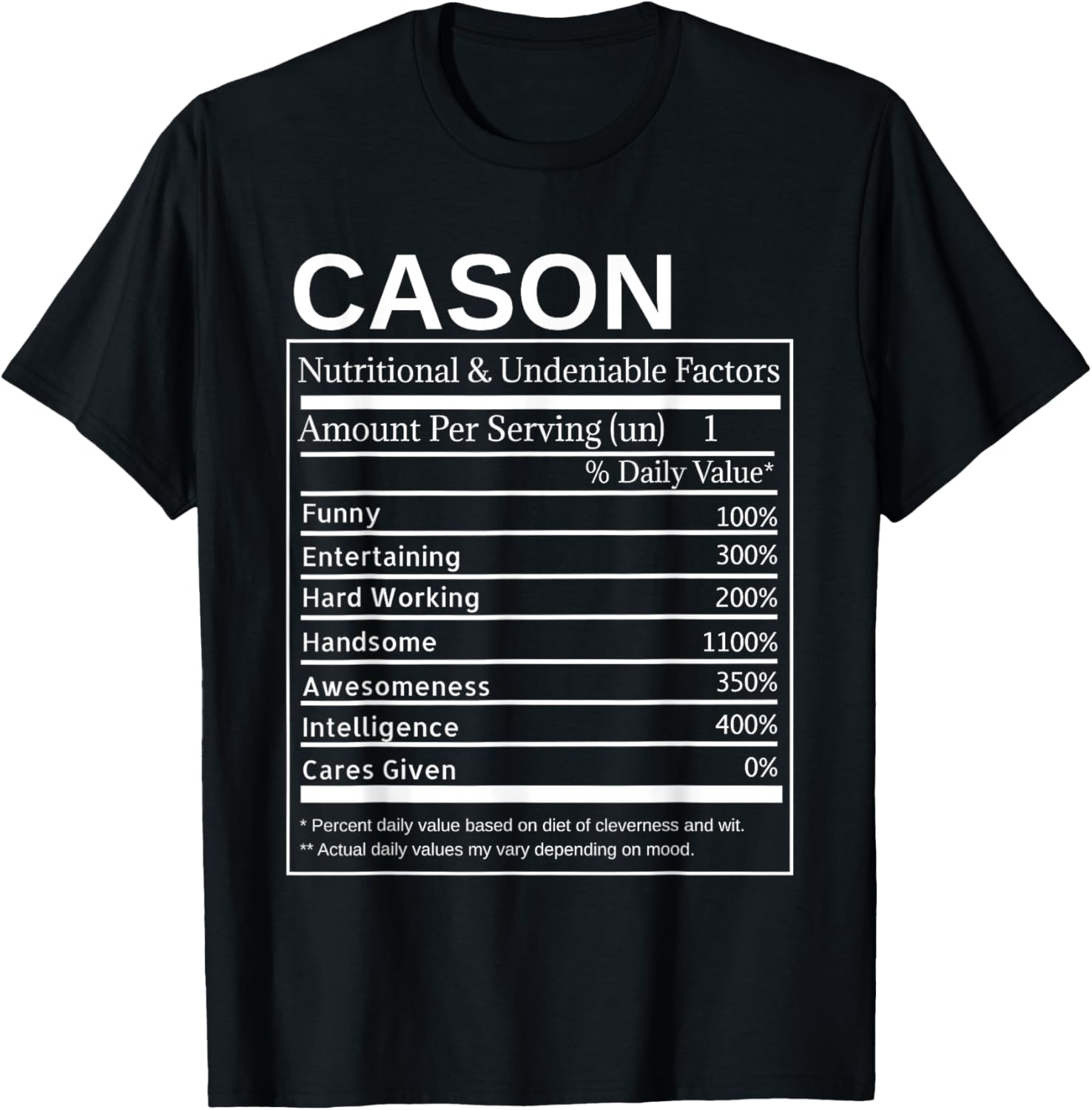 Cason Nutrition Facts Funny Sarcastic Personalized Name