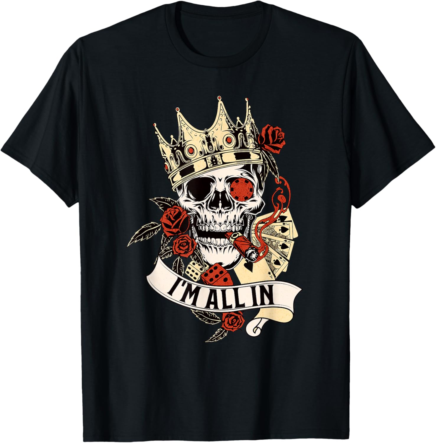 I'm All In Player Poker Retro Casino Night Phrase