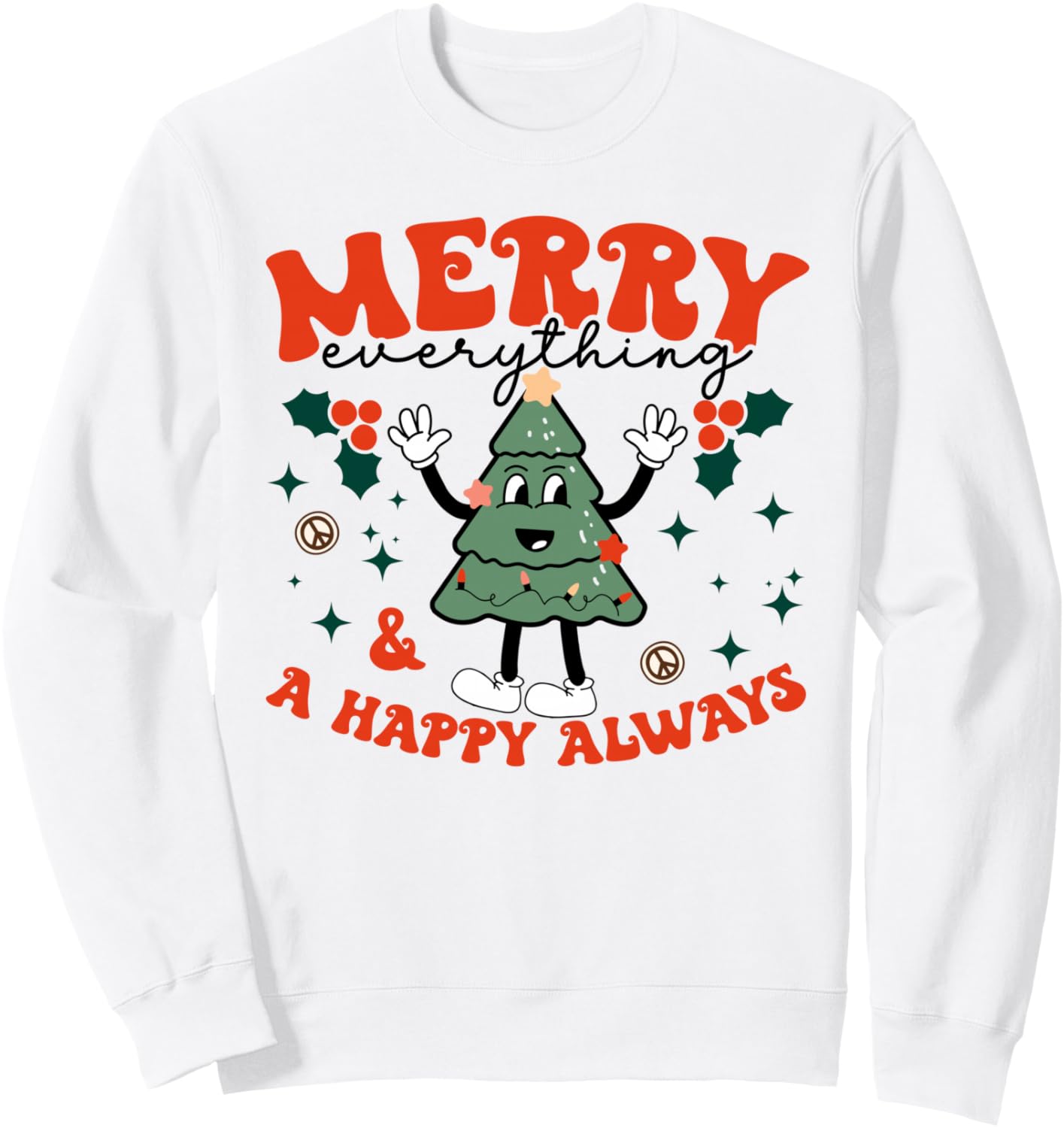 Merry Everything Happy Always Cute Retro Christmas Tree