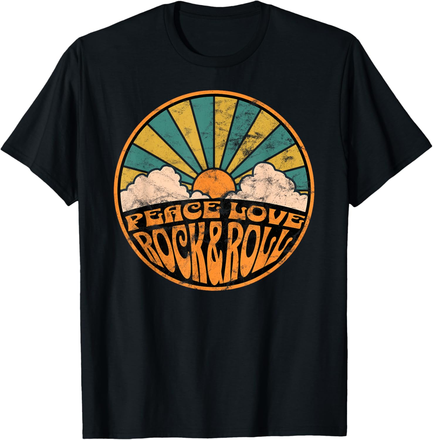 Peace Love Rock And Roll Retro 70s Vintage Sunset Music