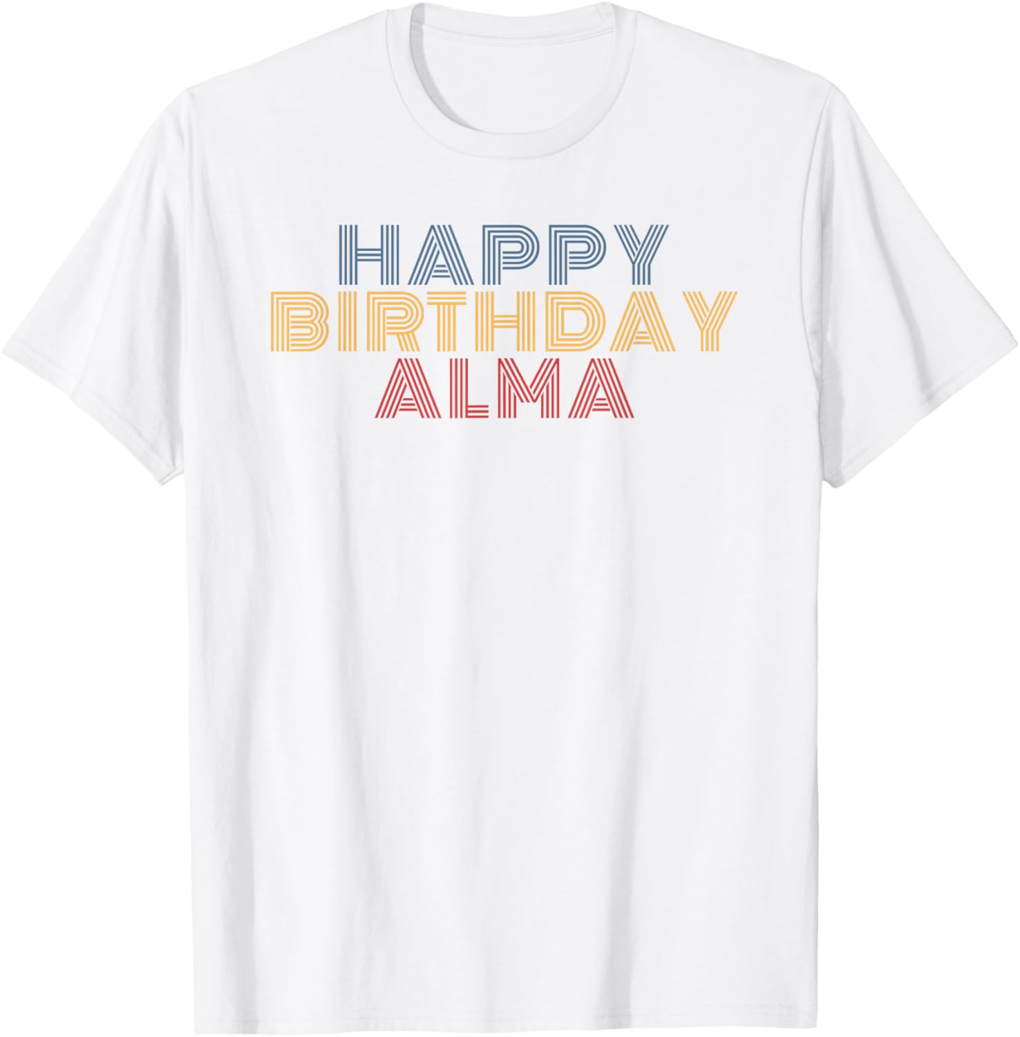 Happy Birthday Alma Personalized Name Retro Typography