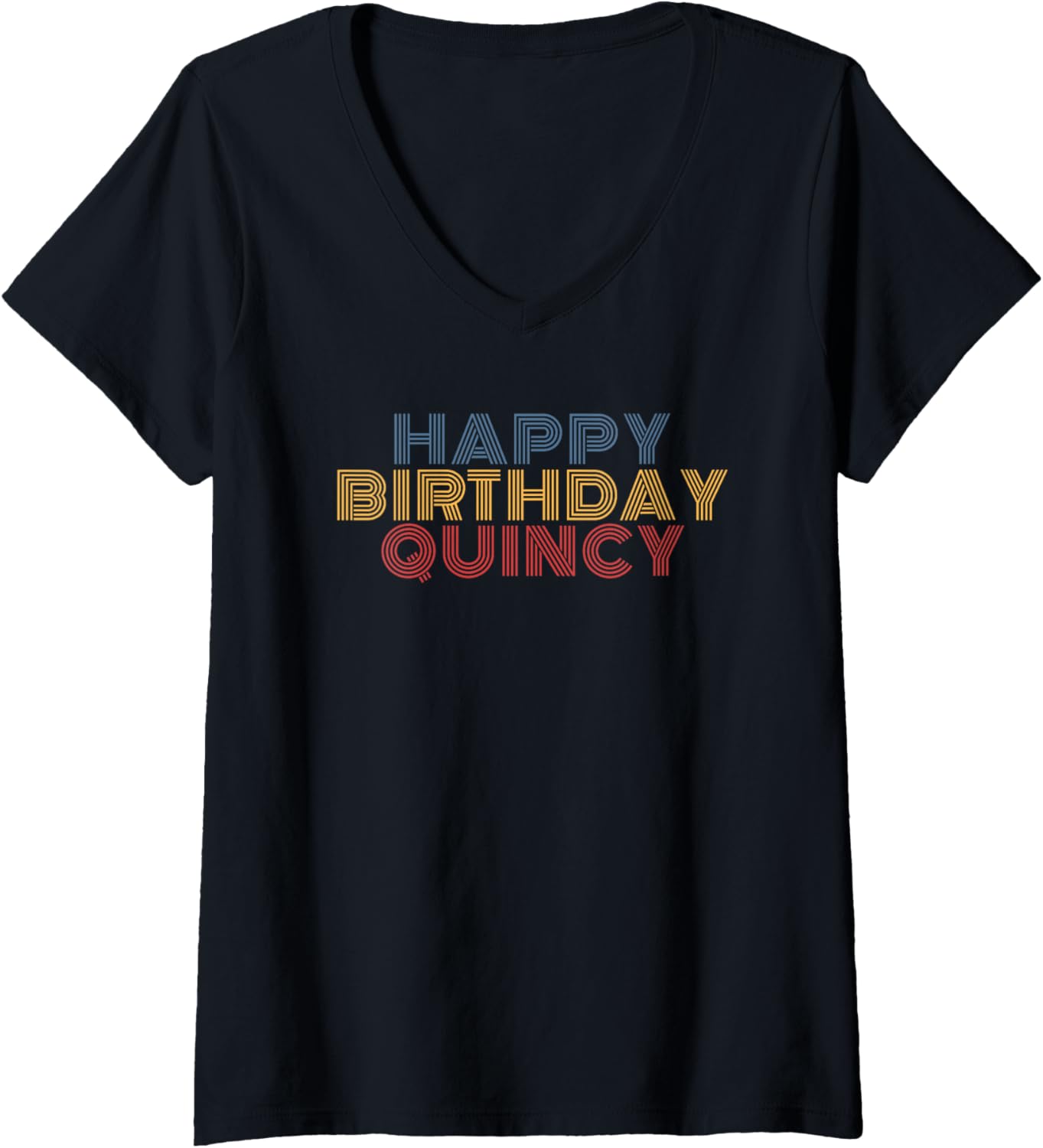 Happy Birthday Quincy Personalized Name Retro Typography