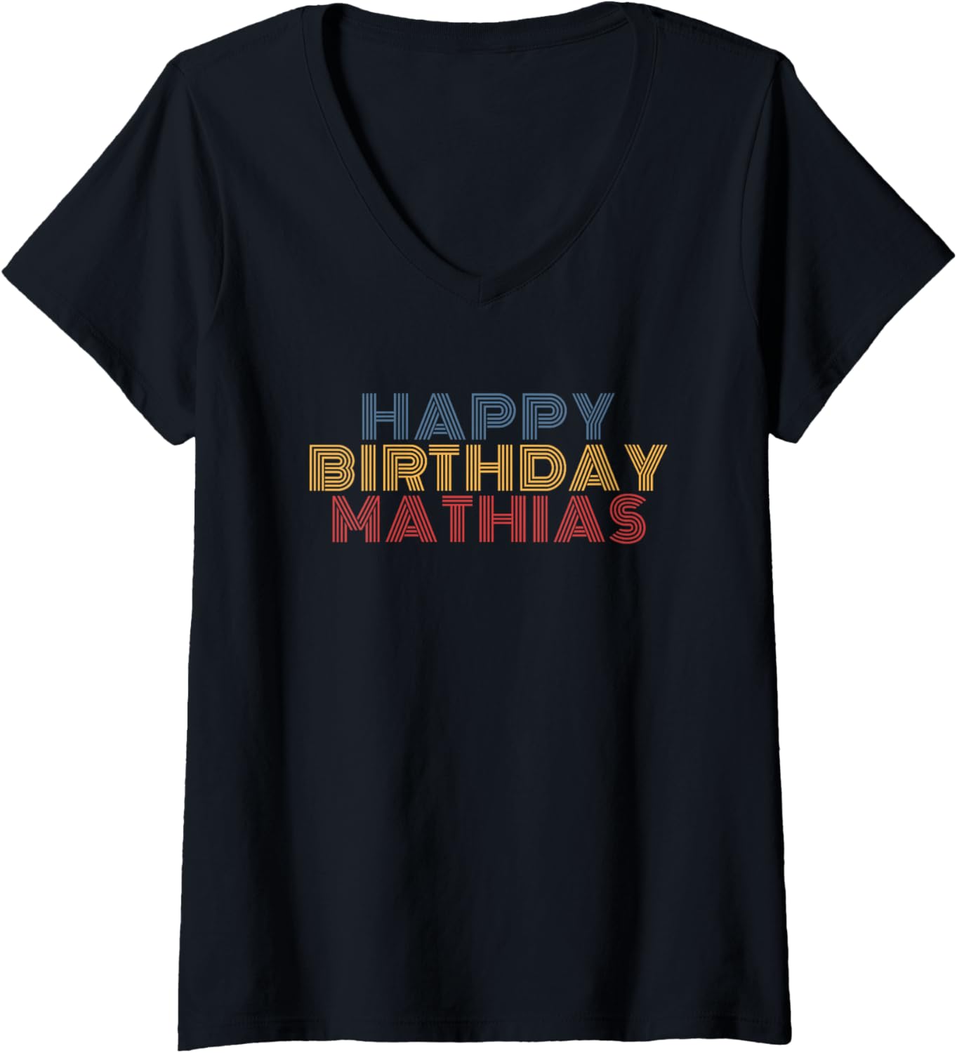 Happy Birthday Mathias Personalized Name Retro Typography