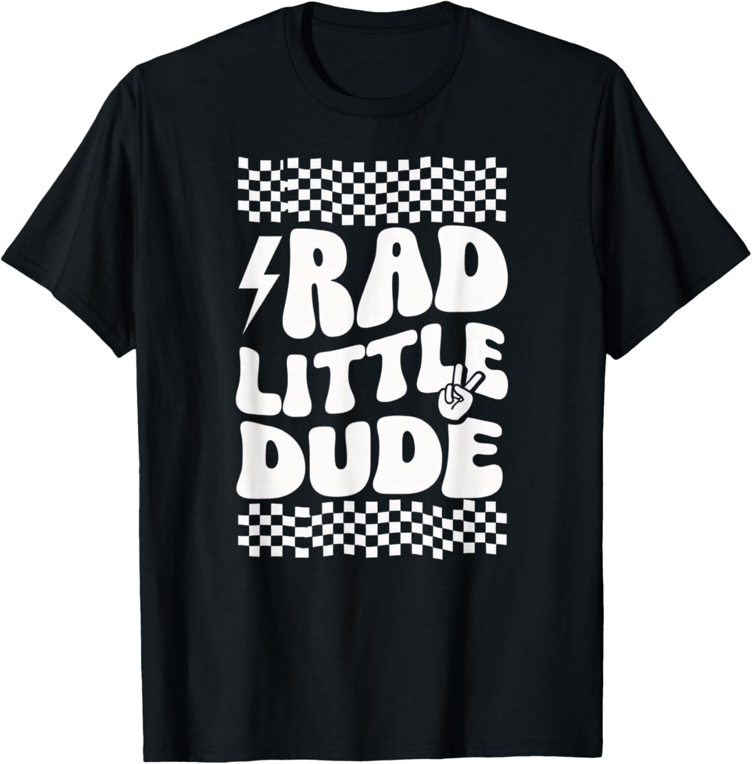 Rad Little Dude Retro Checkerboard Peace Sign Kids Design