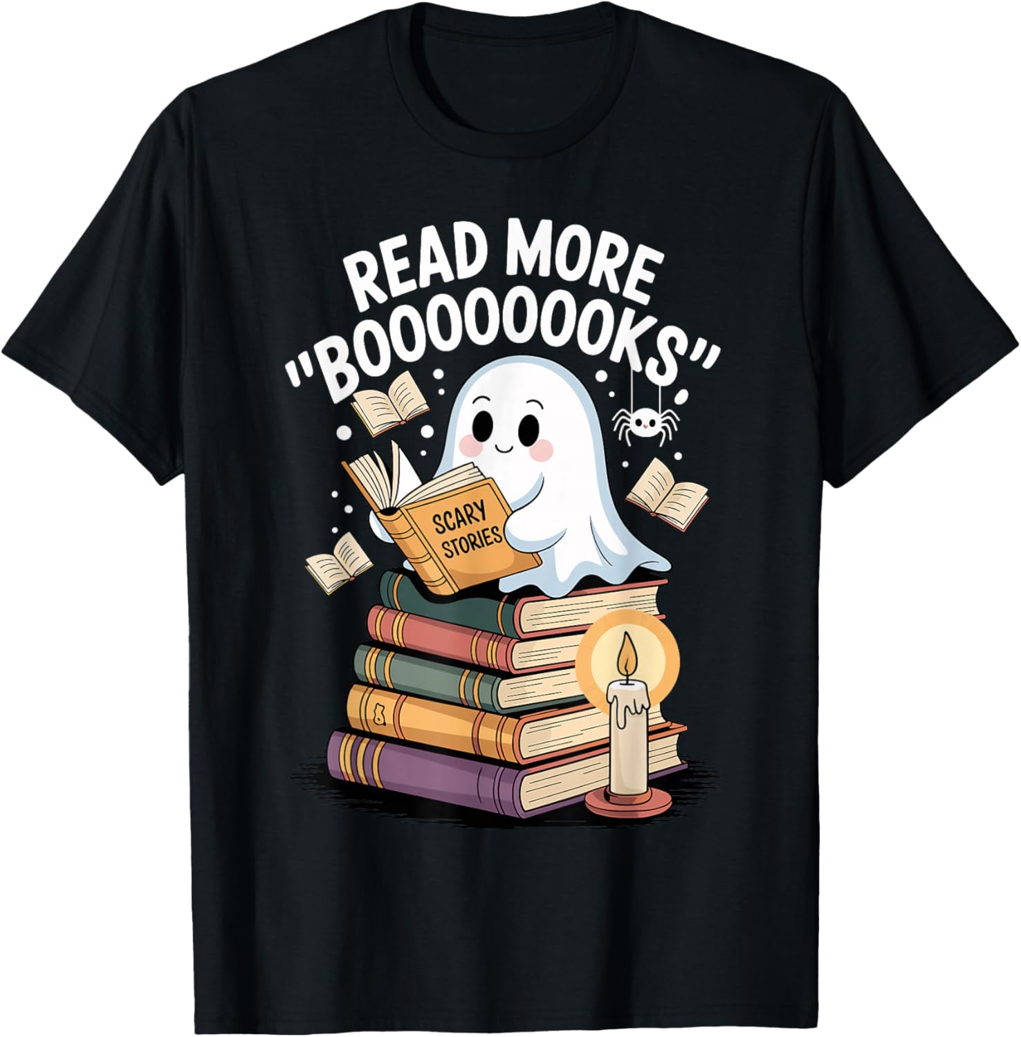 Read More Booooooks Ghost Reading Halloween Art Tee