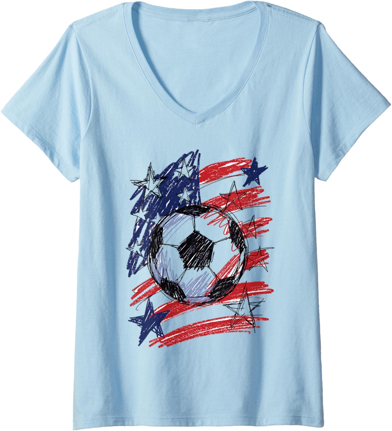 American Flag Soccer Ball Patriotic USA Sports Sketch